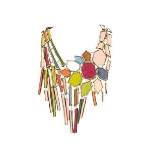 Gfw Multicolored Geometric Pendant Necklace With Gold-Tone Outlines - NWT